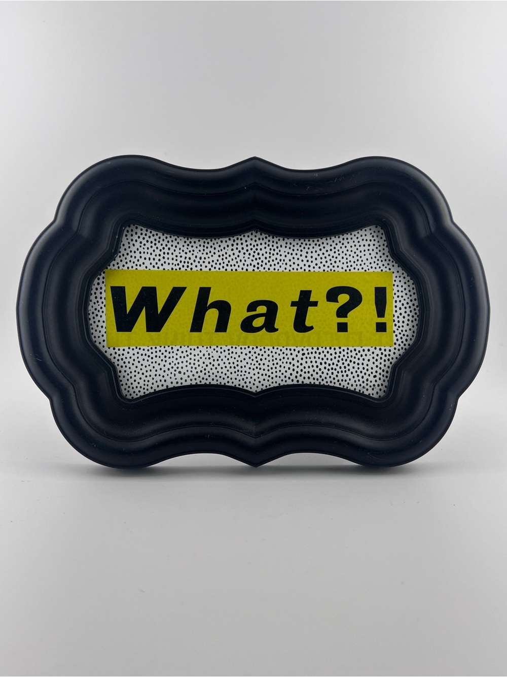 Black Framed 'What?!' Decorative Wall Art